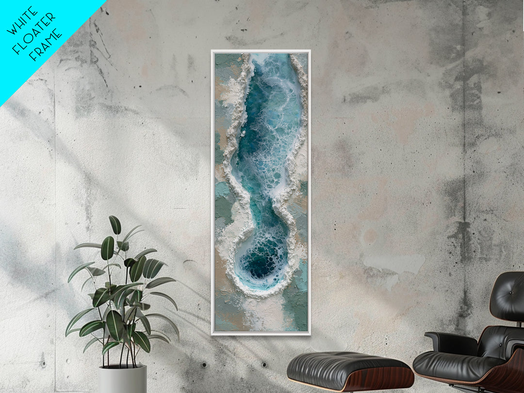 Blue Lagoon Water Seen from Above Framed Canvas Print, Spa Art, Salon Decor, Spa Decor, Fine Art, Serenity, Statement Artwork, SPA-1x3-80