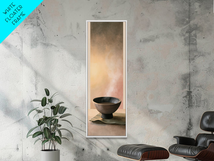 Tea Bowl and Steam Still Life Canvas Print, Spa Art, Boho Decor, Spa Decor, Oil Painting, Serenity, Printable Art, SPA-1x3-82