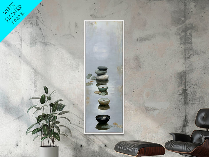 Moonlit Lake Reflection Framed Canvas Print, Spa Art, Tarot Card Art, Spa Decor, Fine Art, Serenity, Textured Painting, SPA-1x3-83
