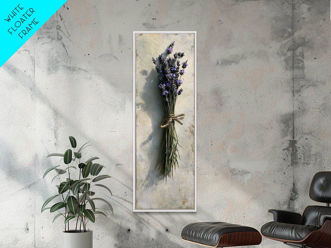 Lavender Bundle with Soft Shadow Framed Canvas Print, Spa Art, Boho Decor, Spa Decor, Oil Painting, Serenity, Printable Art, SPA-1x3-91