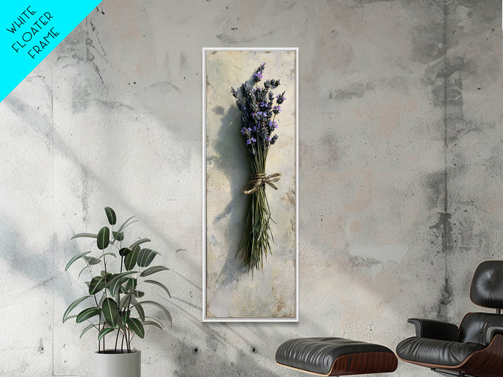 Lavender Bundle with Soft Shadow Framed Canvas Print, Spa Art, Boho Decor, Spa Decor, Oil Painting, Serenity, Printable Art, SPA-1x3-91