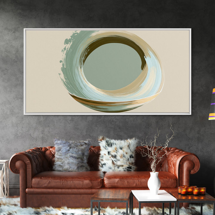 Minimal Zen Circle Brushstroke Framed Canvas Print, Spa Art, Salon Decor, Spa Decor, Fine Art, Serenity, Statement Artwork, SPA-2x1-100
