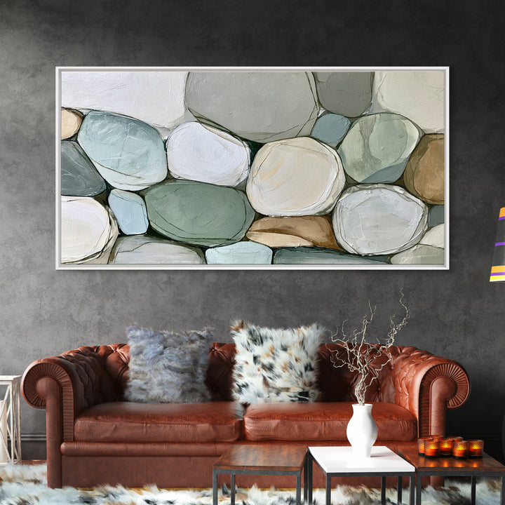 Pebble Texture Abstract Framed Canvas Print, Spa Art, Fashion Wall Art, Spa Decor, Abstract Art, Serenity, Modern Decor, SPA-2x1-11