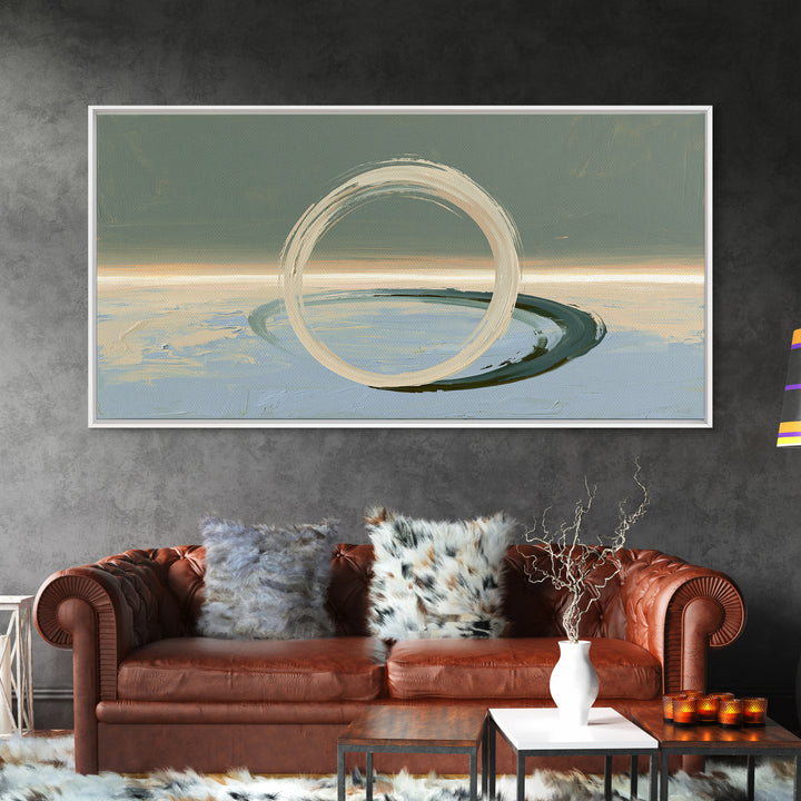 Minimal Zen Circle Brushstroke Framed Canvas Print, Spa Art, Minimalist Decor, Spa Decor, Fine Art, Serenity, Contemporary Art, SPA-2x1-28