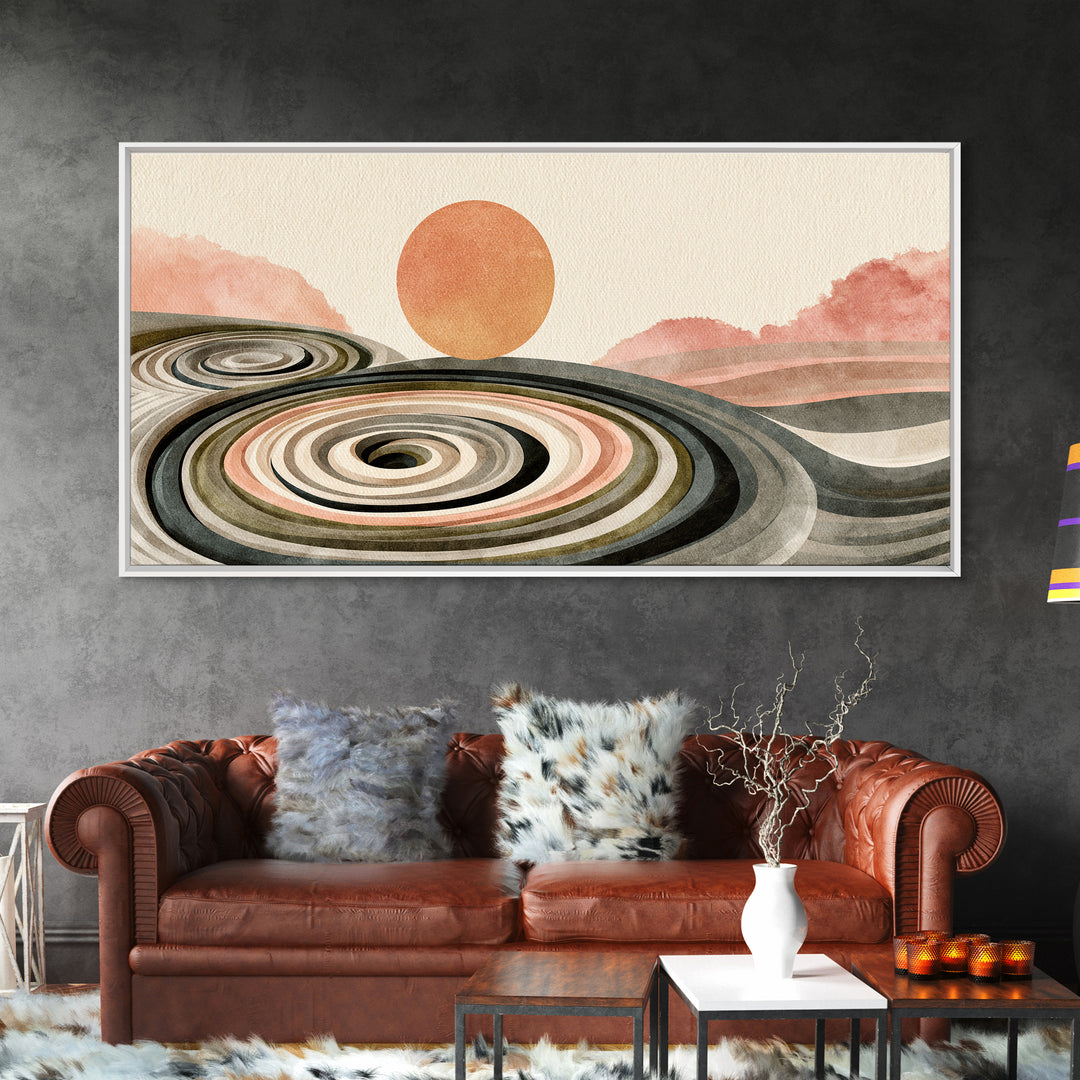Sand Garden Lines Canvas Print, Spa Art, Wall Art, Spa Decor, Watercolor Art, Serenity, Dog Wall Art, Abstract Print, SPA-2x1-32