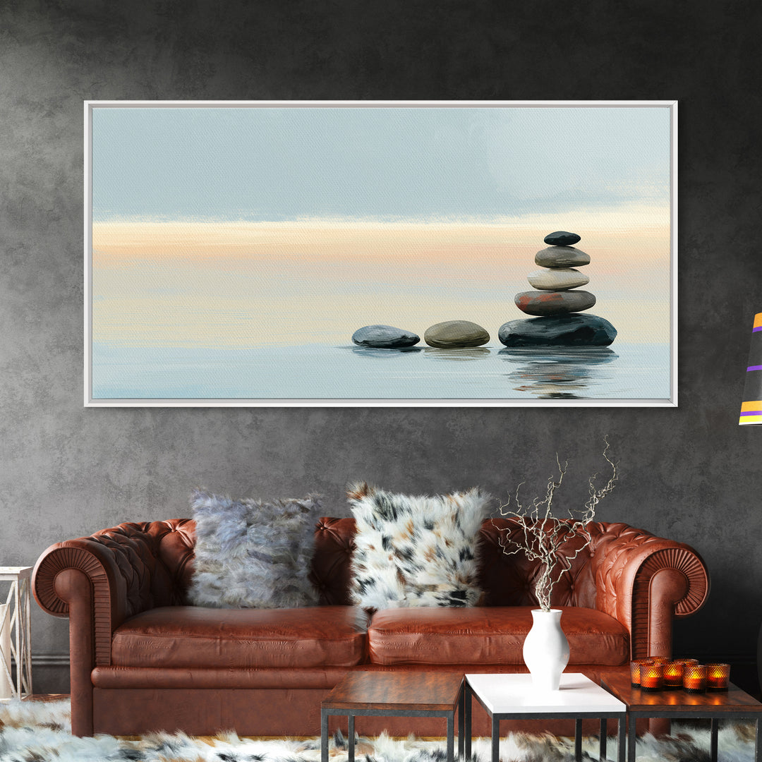 Coastal Horizon in Muted Spa Blues Canvas Print, Spa Art, Printable Wall Art, Spa Decor, Fine Art, Serenity, Feminine Wall Art, SPA-2x1-54