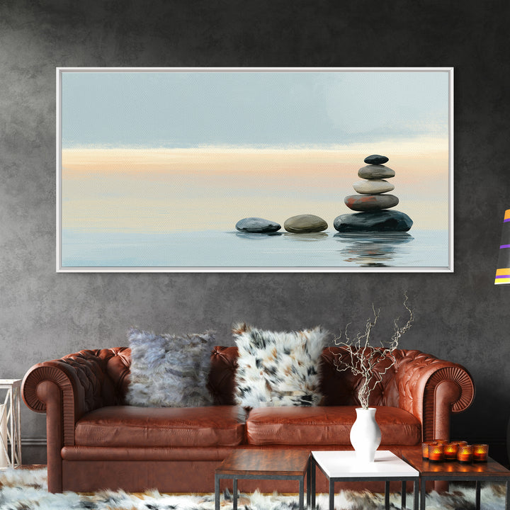 Coastal Horizon in Muted Spa Blues Canvas Print, Spa Art, Printable Wall Art, Spa Decor, Fine Art, Serenity, Feminine Wall Art, SPA-2x1-54