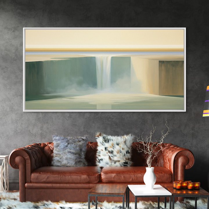 Serene Waterfall with Mist Canvas Print, Spa Art, Wall Art, Spa Decor, Oil Painting, Serenity, Dog Wall Art, Abstract Print, SPA-2x1-62