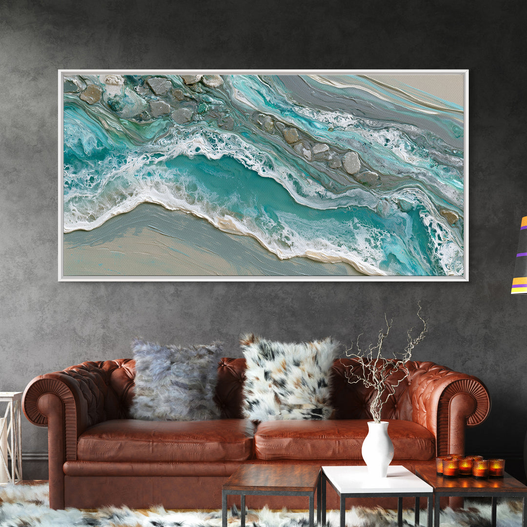 Blue Lagoon Water Seen from Above Canvas Print, Spa Art, Botanical Art, Spa Decor, Fine Art, Serenity, Fashion Wall Art, SPA-2x1-64