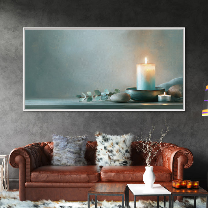 Warm Candle Flame Canvas Print, Spa Art, Abstract Print, Spa Decor, Oil Painting, Serenity, Esthetician Decor, Tarot Card Art, SPA-2x1-77