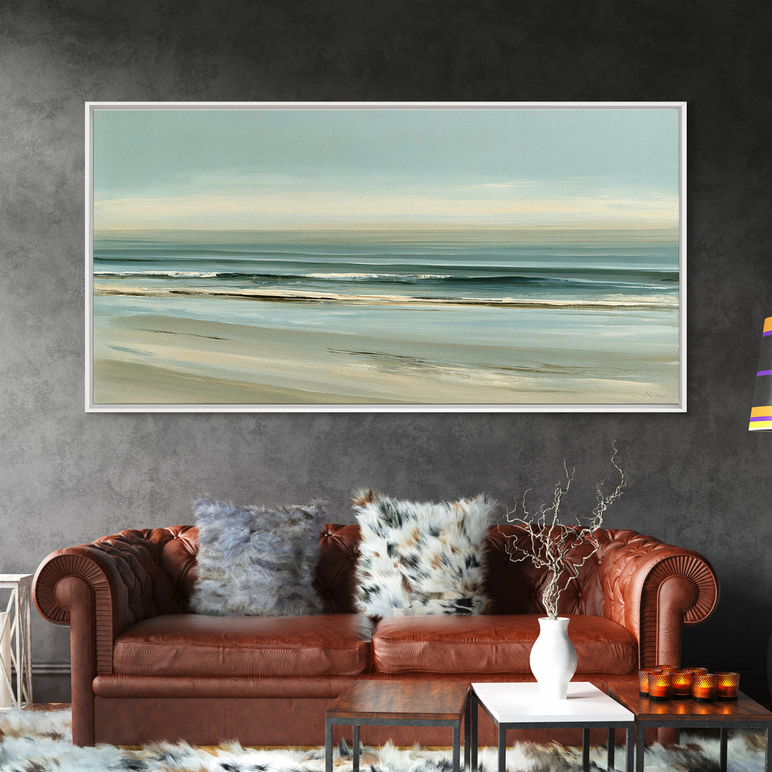 Coastal Horizon in Muted Spa Blues Canvas Print, Spa Art, Printable Wall Art, Spa Decor, Fine Art, Serenity, Feminine Wall Art, SPA-2x1-78