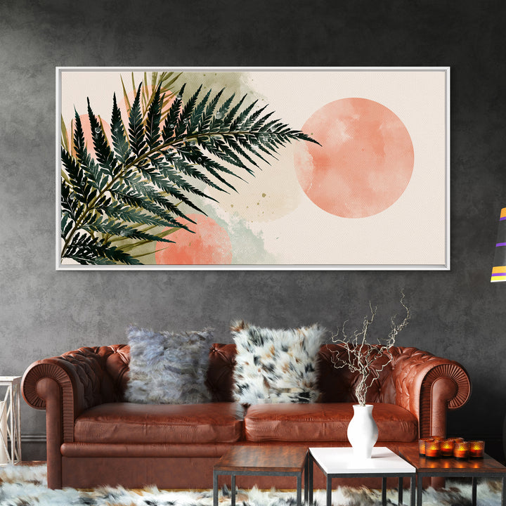 Fern Leaf Closeup Framed Canvas Print, Spa Art, Tarot Card Art, Spa Decor, Watercolor Art, Serenity, Textured Painting, SPA-2x1-79
