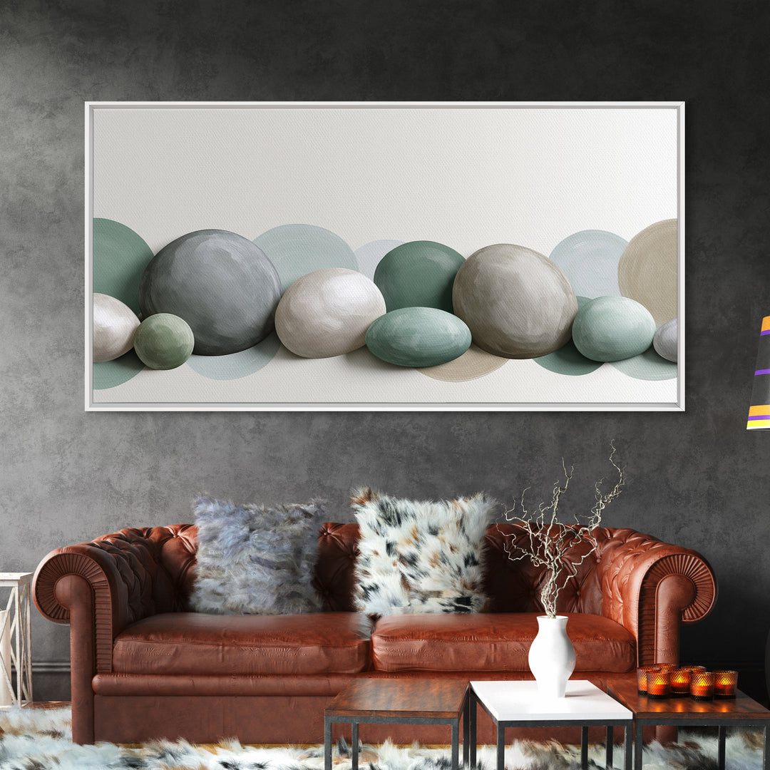 Pebble Texture Abstract Framed Canvas Print, Spa Art, Wall Decor, Spa Decor, Serenity, Minimalist Art, Feminine Wall Art, SPA-2x1-83
