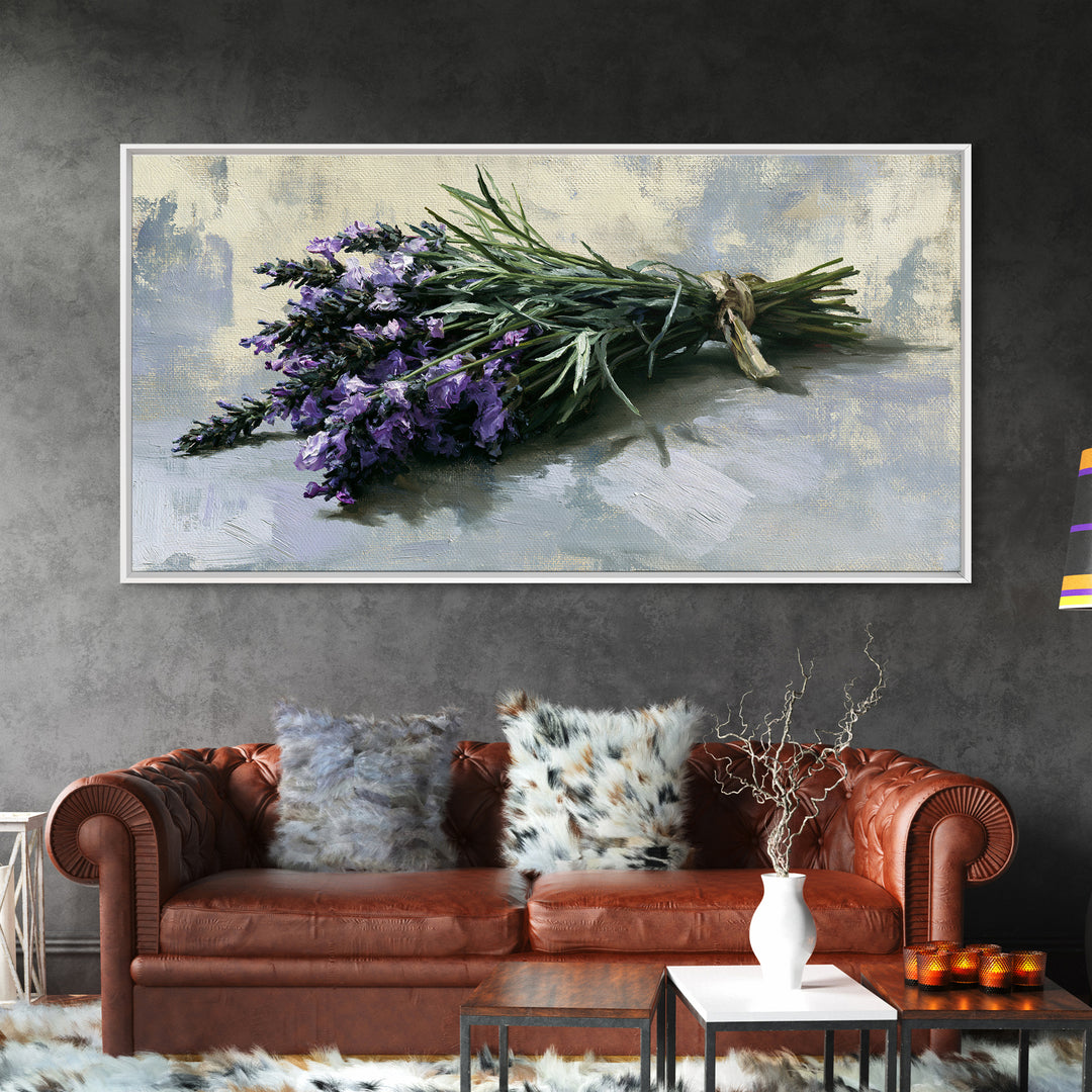 Lavender Bundle with Soft Shadow Framed Canvas Print, Spa Art, Animal Art, Spa Decor, Fine Art, Serenity, Gallery Decor, SPA-2x1-99