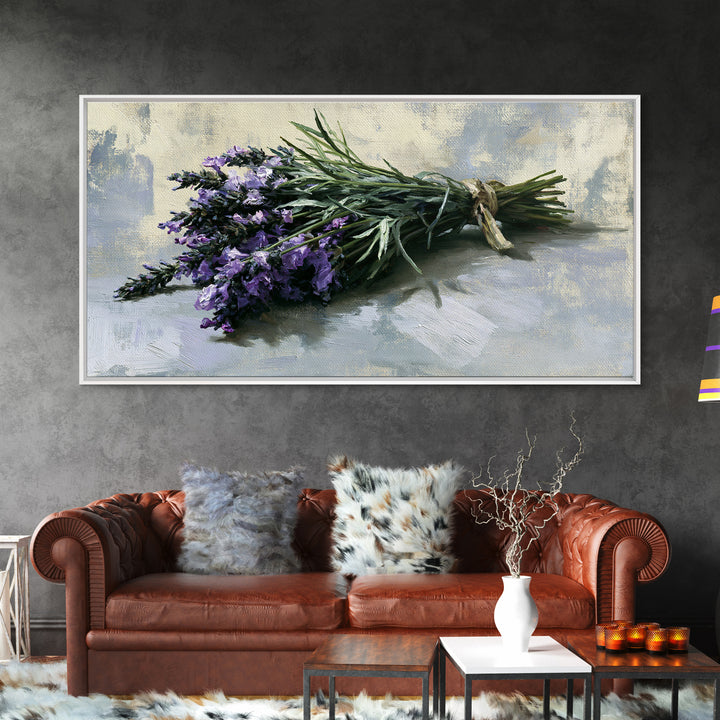Lavender Bundle with Soft Shadow Framed Canvas Print, Spa Art, Animal Art, Spa Decor, Fine Art, Serenity, Gallery Decor, SPA-2x1-99