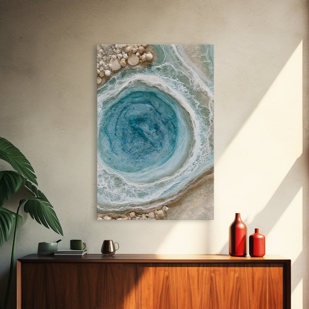 Blue Lagoon Water Seen from Above Framed Canvas Print, Spa Art, Printable Art, Spa Decor, Serenity, Fine Art Photography, SPA-2x3-100