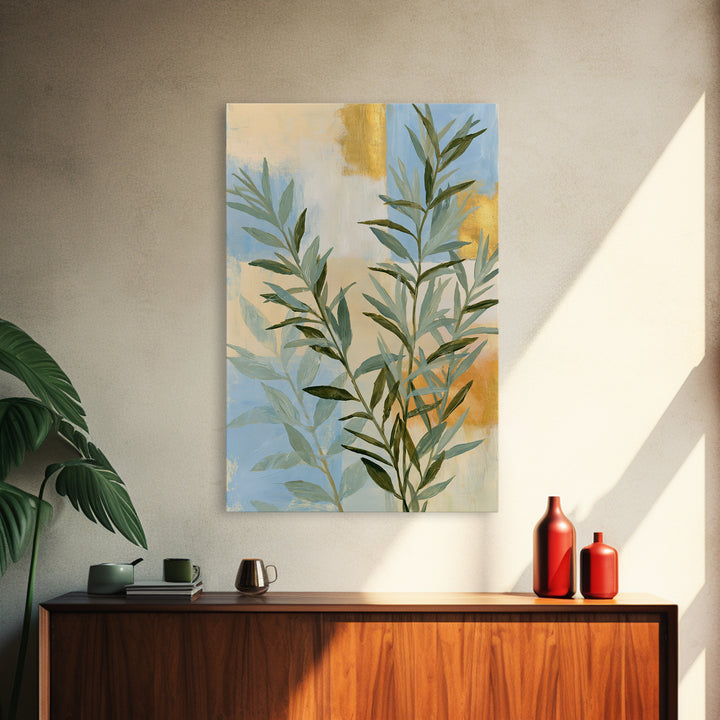 Botanical Herbal Arrangement Framed Canvas Print, Spa Art, Art, Spa Decor, Fine Art, Serenity, Abstract Print, Minimalist Art, SPA-2x3-22