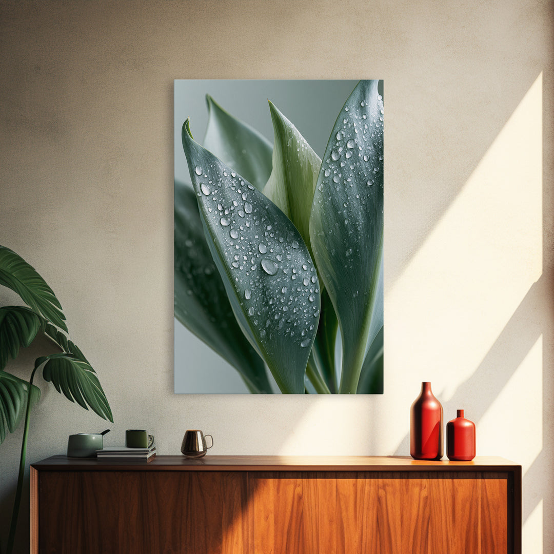 Rain on Leaves Framed Canvas Print, Spa Art, Modern Decor, Spa Decor, Fine Art, Serenity, Wall Decor, Printable Wall Art, SPA-2x3-24