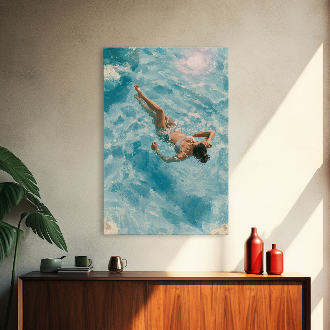 Blue Lagoon Water Seen from Above Framed Canvas Print, Spa Art, Minimalist Decor, Spa Decor, Fine Art, Serenity, SPA-2x3-4