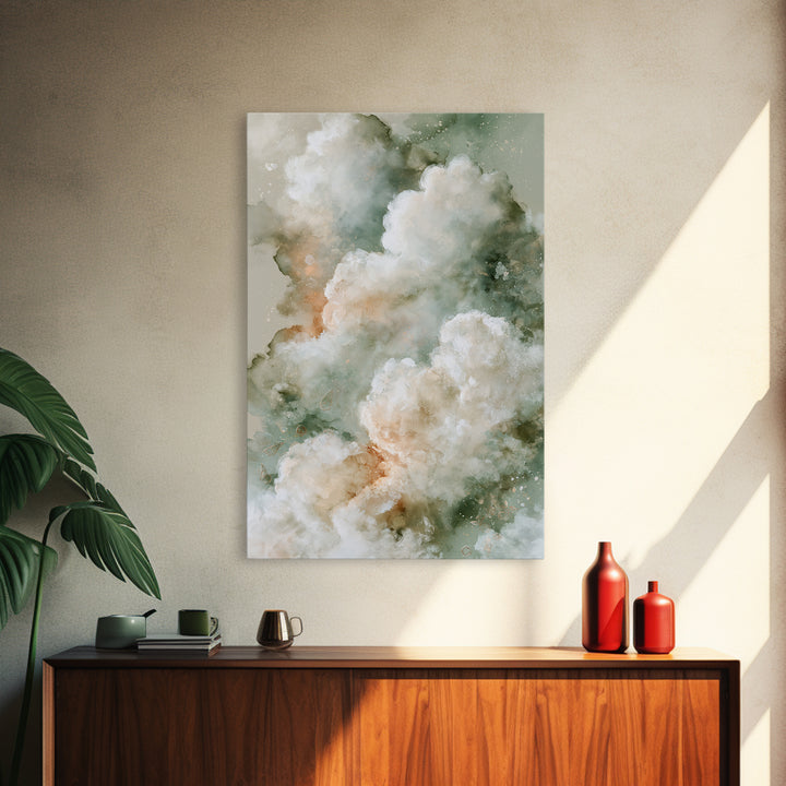 Soft Cloudscape in Cream and Sage Canvas Print, Spa Art, Spa, Spa Decor, Fine Art, Serenity, Teen Girl Room Decor, Dog Canvas, SPA-2x3-45