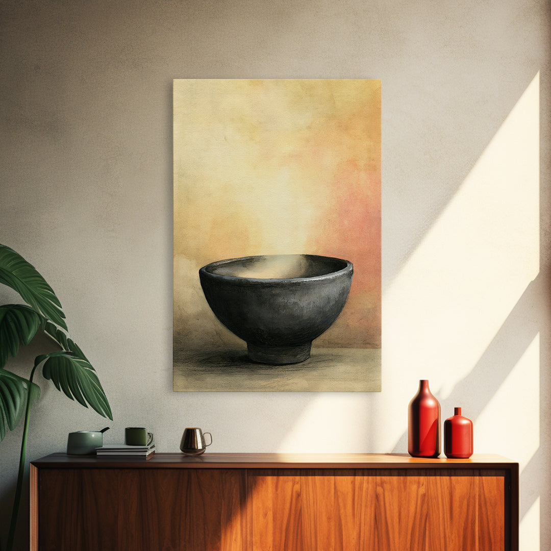 Tea Bowl and Steam Still Life Canvas Print, Spa Art, Printable Wall Art, Spa Decor, Fine Art, Serenity, Feminine Wall Art, SPA-2x3-54