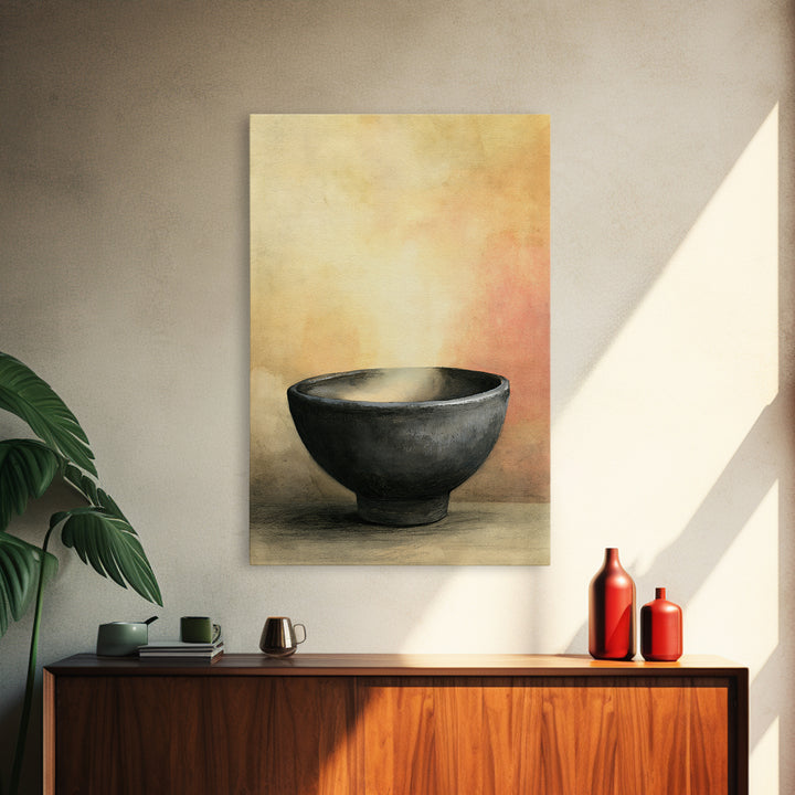 Tea Bowl and Steam Still Life Canvas Print, Spa Art, Printable Wall Art, Spa Decor, Fine Art, Serenity, Feminine Wall Art, SPA-2x3-54