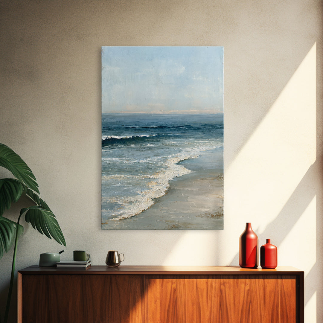 Coastal Horizon in Muted Spa Blues Canvas Print, Spa Art, Black Woman Art, Spa Decor, Fine Art, Serenity, Modern Home Decor, SPA-2x3-66