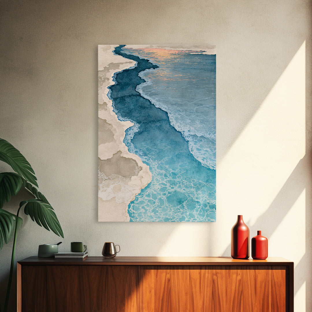 Blue Lagoon Water Seen from Above Framed Canvas Print, Spa Art, Teen Girl Room Decor, Spa Decor, Serenity, Luxury Decor, SPA-2x3-76