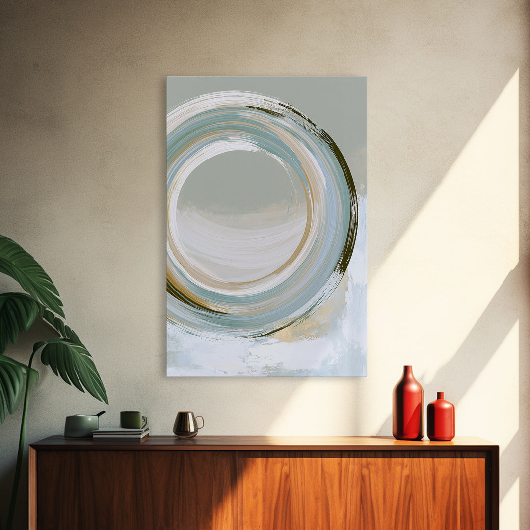 Minimal Zen Circle Brushstroke Framed Canvas Print, Spa Art, Feminine Wall Art, Spa Decor, Serenity, Hair Salon Wall Art, SPA-2x3-88