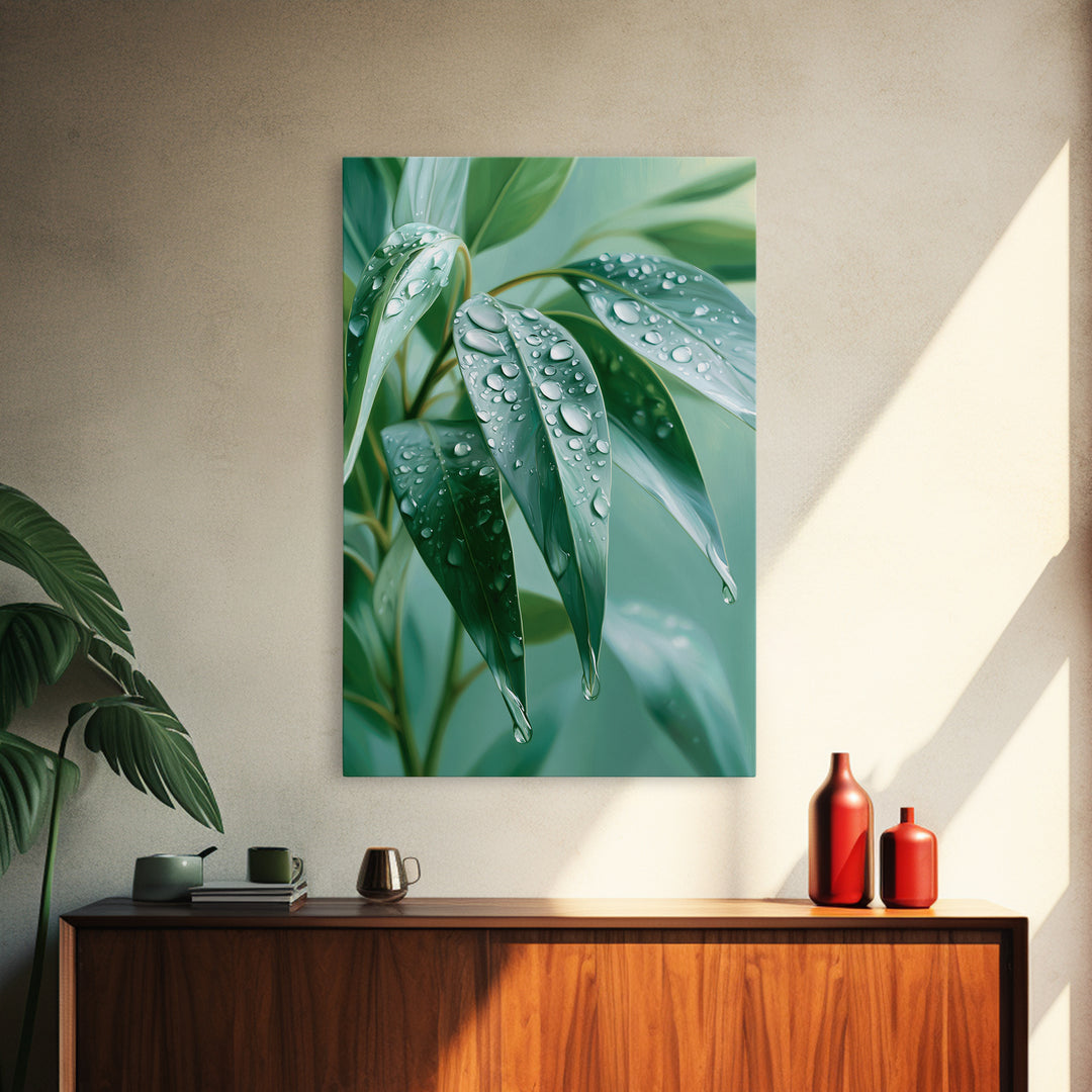 Rain on Leaves Canvas Print, Spa Art, Animal Art, Spa Decor, Fine Art, Serenity, Gallery Decor, Neutral Decor, Modern Decor, SPA-2x3-96