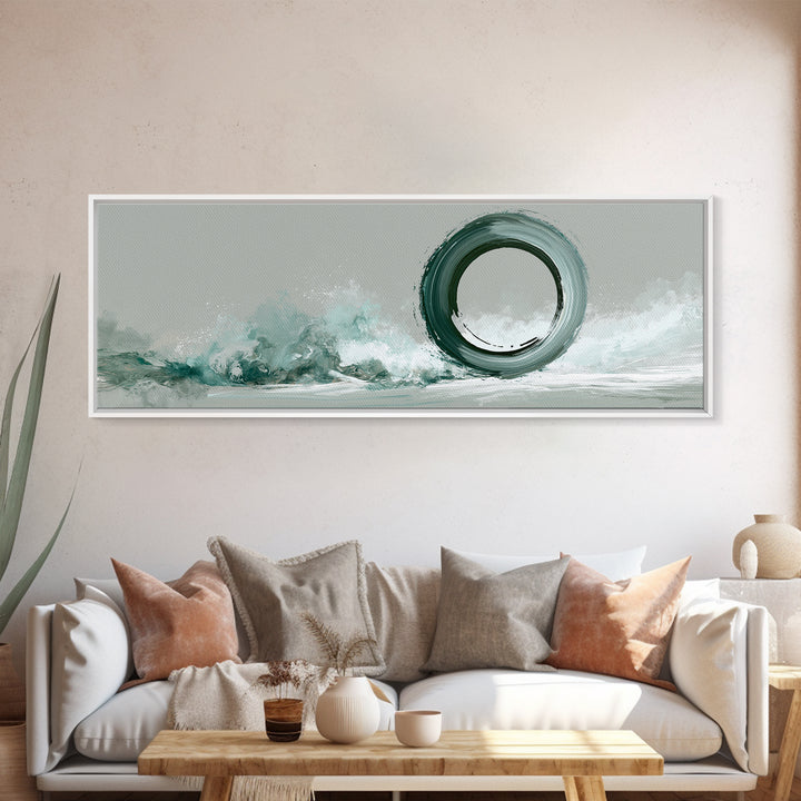 Minimal Zen Circle Brushstroke Canvas Print, Spa Art, Tarot Card Art, Spa Decor, Fine Art, Serenity, Textured Painting, SPA-3x1-24