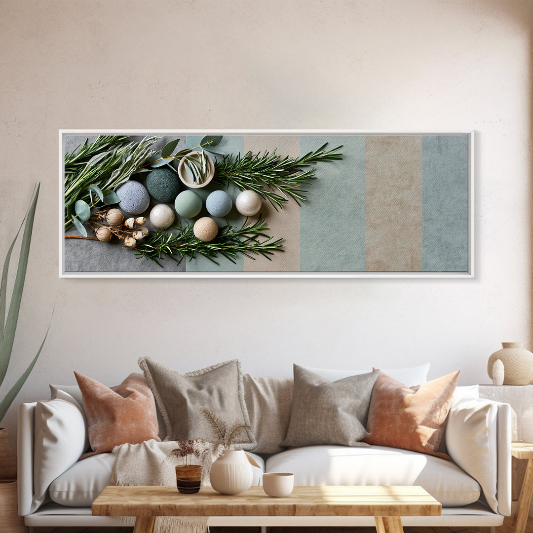 Botanical Herbal Arrangement Canvas Print, Spa Art, Printable Art, Spa Decor, Watercolor Art, Serenity, Fine Art Photography, SPA-3x1-30