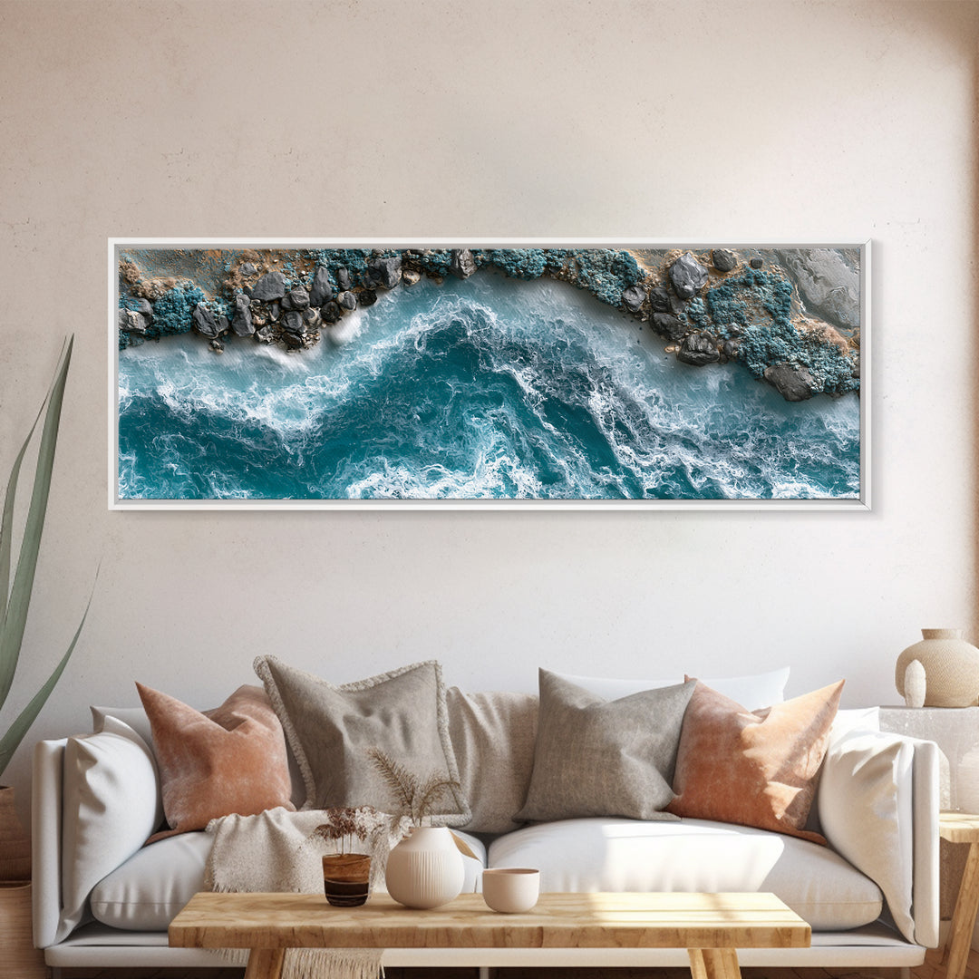 Blue Lagoon Water Seen from Above Canvas Print, Spa Art, Gallery Decor, Spa Decor, Fine Art, Serenity, Wall Art, Home Decor, SPA-3x1-36