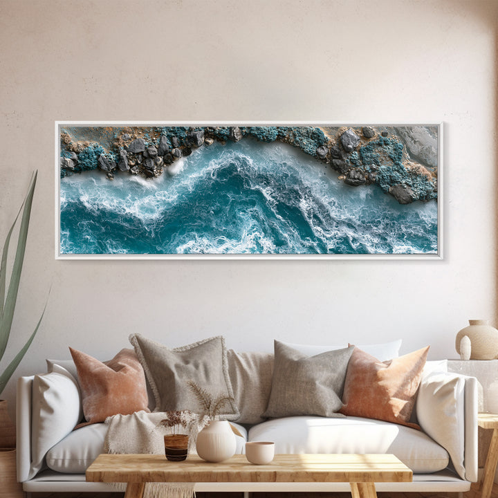 Blue Lagoon Water Seen from Above Canvas Print, Spa Art, Gallery Decor, Spa Decor, Fine Art, Serenity, Wall Art, Home Decor, SPA-3x1-36