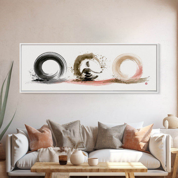 Minimal Zen Circle Brushstroke Canvas Print, Spa Art, Room Decor, Spa Decor, Fine Art, Serenity, Nature Prints, Travel Poster, SPA-3x1-48