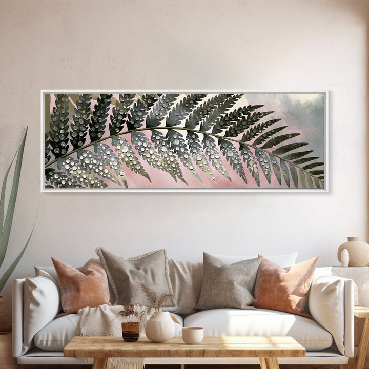 Fern Leaf Closeup Framed Canvas Print, Spa Art, Botanical Art, Spa Decor, Oil Painting, Serenity, Fashion Wall Art, SPA-3x1-51