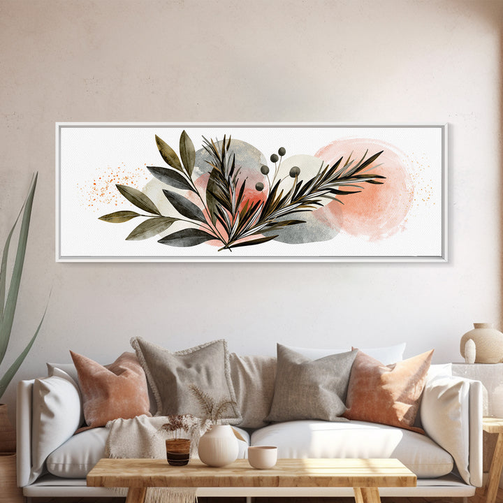 Botanical Herbal Arrangement Canvas Print, Spa Art, Tarot Card Art, Spa Decor, Watercolor Art, Serenity, Textured Painting, SPA-3x1-54
