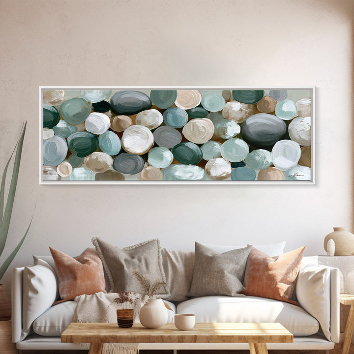 Pebble Texture Abstract Framed Canvas Print, Spa Art, Wall Decor, Spa Decor, Serenity, Minimalist Art, Feminine Wall Art, SPA-3x1-55