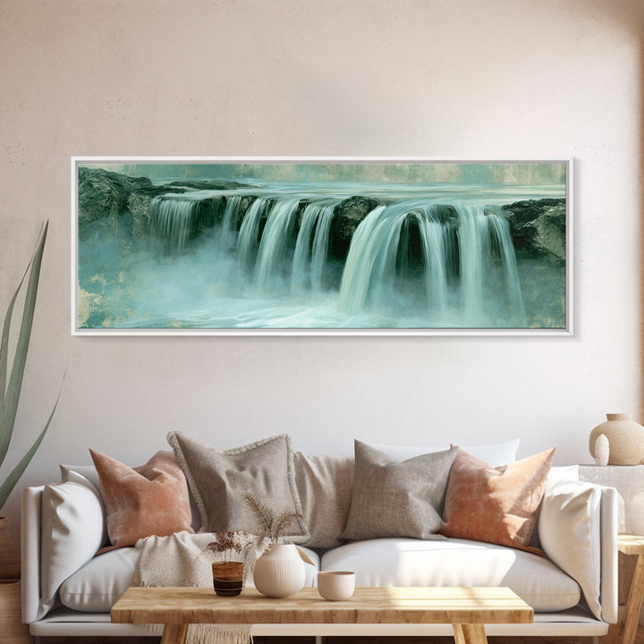 Serene Waterfall with Mist Framed Canvas Print, Spa Art, Fine Art Photography, Spa Decor, Fine Art, Serenity, Wildlife Wall Art, SPA-3x1-58