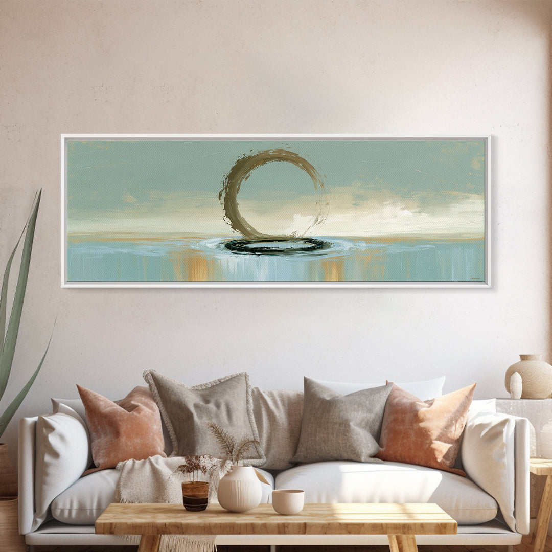 Minimal Zen Circle Brushstroke Framed Canvas Print, Spa Art, Art, Spa Decor, Fine Art, Serenity, Abstract Print, Minimalist Art, SPA-3x1-72