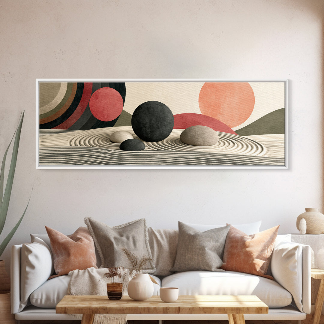 Sand Garden Lines Canvas Print, Spa Art, Wall Decor, Spa Decor, Oil Painting, Serenity, Minimalist Art, Feminine Wall Art, SPA-3x1-76