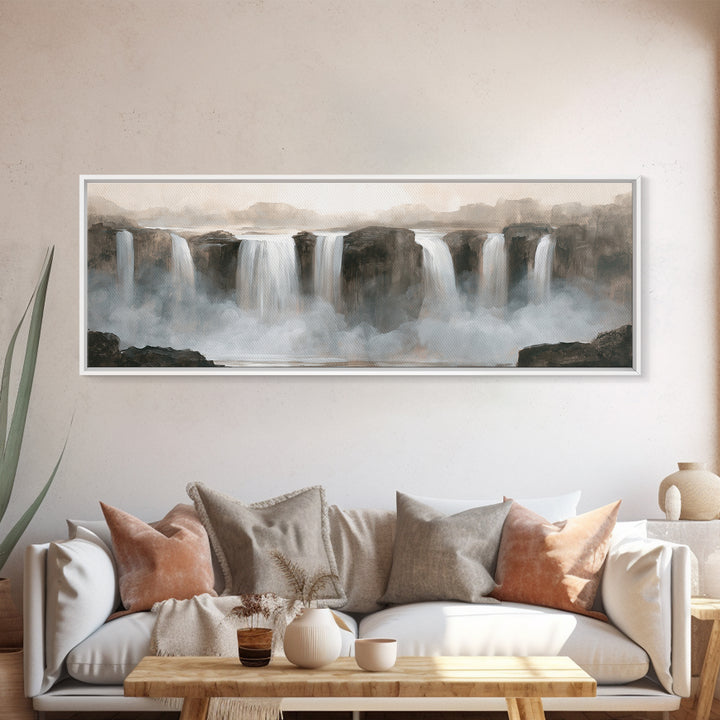 Serene Waterfall with Mist Framed Canvas Print, Spa Art, Fine Art Photography, Spa Decor, Fine Art, Serenity, Wildlife Wall Art, SPA-3x1-82