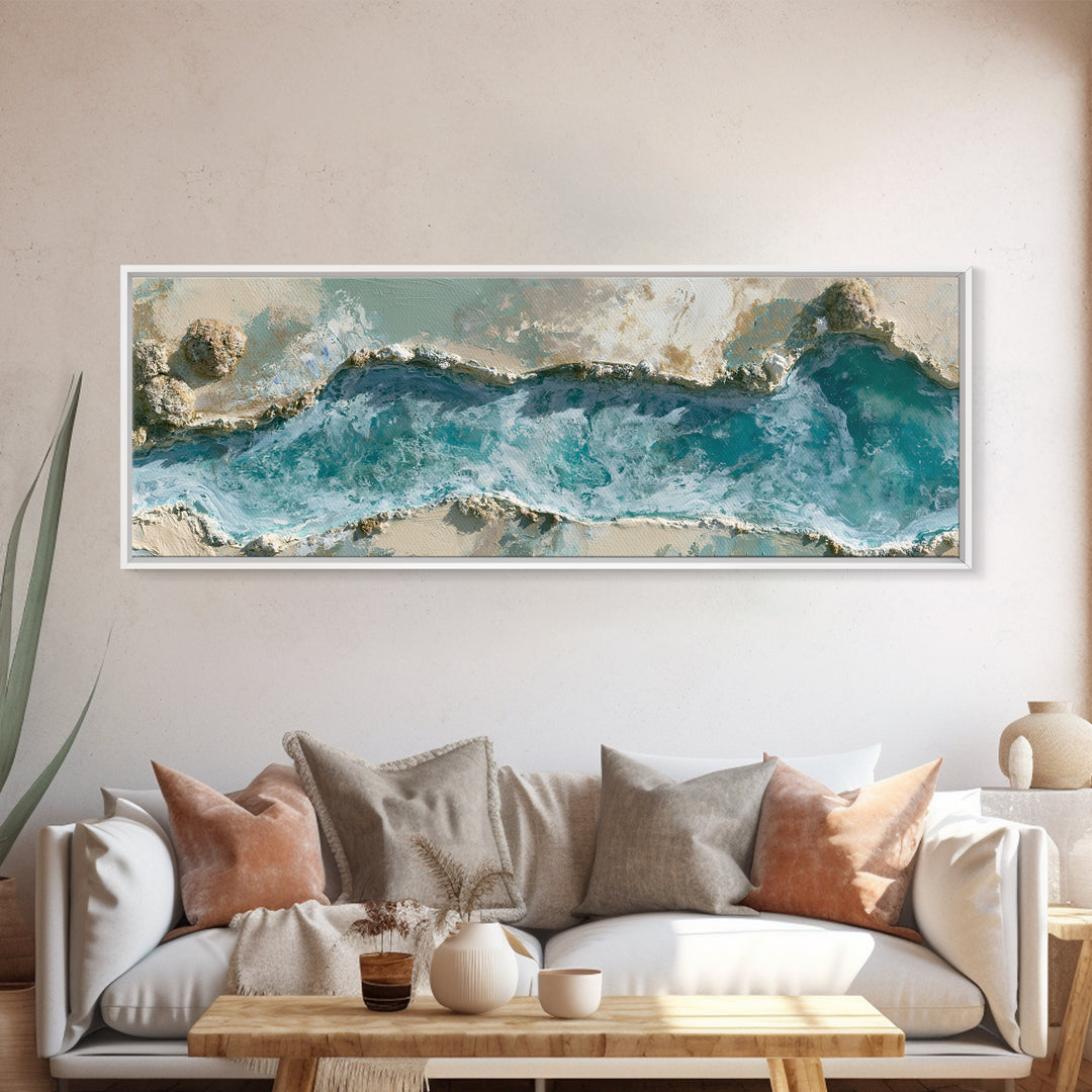 Blue Lagoon Water Seen from Above Framed Canvas Print, Spa Art, Printable Art, Spa Decor, Serenity, Fine Art Photography, SPA-3x1-84