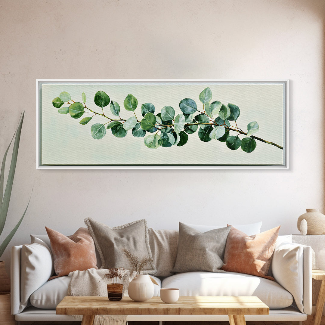 Eucalyptus Branch in Soft Green Watercolor Canvas Print, Spa Art, Wall Art Print, Spa Decor, Fine Art, Serenity, Animal Art, SPA-3x1-91