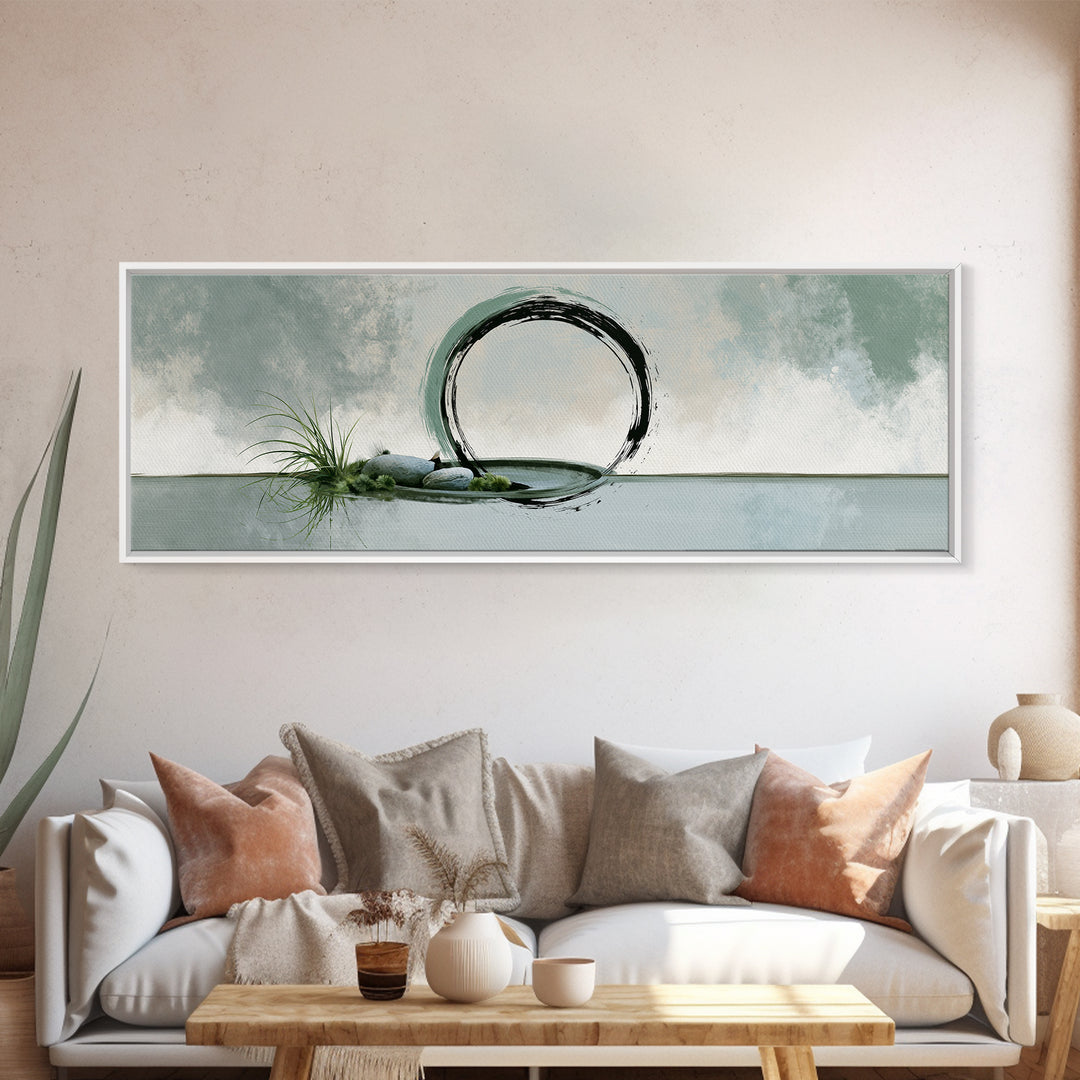 Minimal Zen Circle Brushstroke Canvas Print, Spa Art, Room Decor, Spa Decor, Fine Art, Serenity, Nature Prints, Travel Poster, SPA-3x1-96
