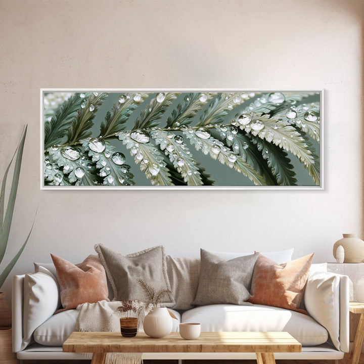 Fern Leaf Closeup Framed Canvas Print, Spa Art, Botanical Art, Spa Decor, Oil Painting, Serenity, Fashion Wall Art, SPA-3x1-99