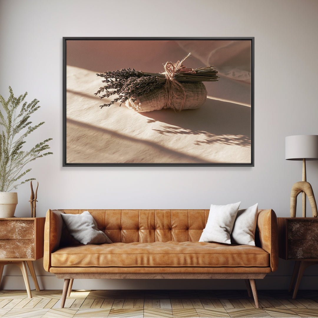 Lavender Bundle with Soft Shadow Canvas Print, Spa Art, Modern Decor, Spa Decor, Fine Art, Serenity, Wall Decor, SPA-3x2-11