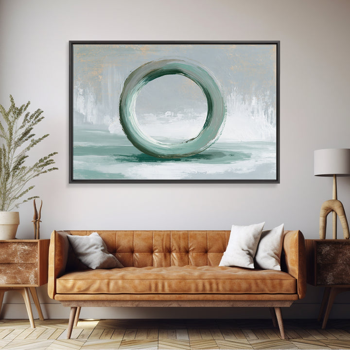 Minimal Zen Circle Brushstroke Canvas Print, Spa Art, Salon Decor, Spa Decor, Fine Art, Serenity, Statement Artwork, Boho Decor, SPA-3x2-12