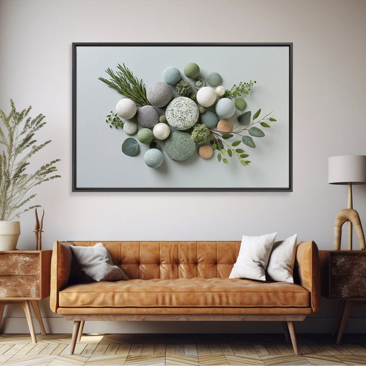 Botanical Herbal Arrangement Framed Canvas Print, Spa Art, Dog Wall Art, Spa Decor, Watercolor Art, Serenity, Dog Canvas, SPA-3x2-18