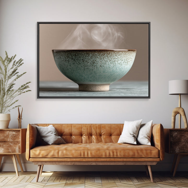 Tea Bowl and Steam Still Life Framed Canvas Print, Spa Art, Travel Poster, Spa Decor, Fine Art, Serenity, Salon Decor, SPA-3x2-2